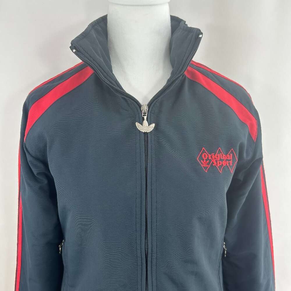 Adidas Vintage Y2K Streetwear Navy Red Track Jacket - Small